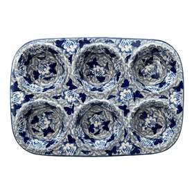 Polish Pottery Muffin Pan (Dusty Blue Butterflies) | F093U-AS56 Additional Image at PolishPotteryOutlet.com