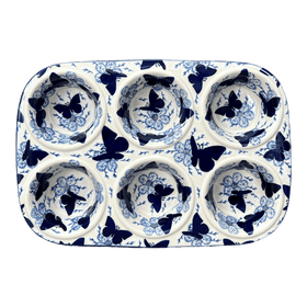 Polish Pottery Muffin Pan (Blue Butterfly) | F093U-AS58 Additional Image at PolishPotteryOutlet.com