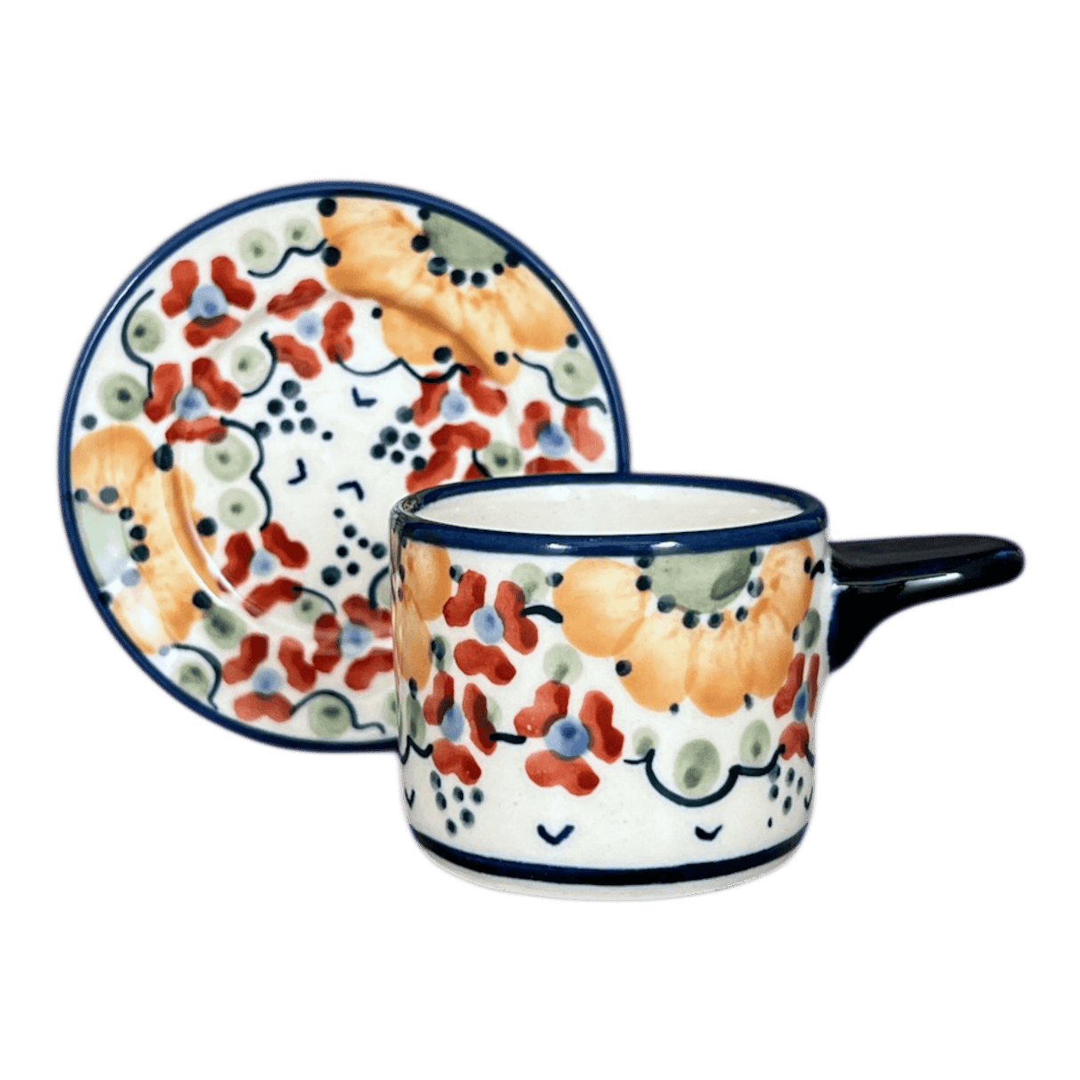 Espresso Cup with Saucer, 2 oz in "Autumn Harvest" by Manufaktura | F113S-LB