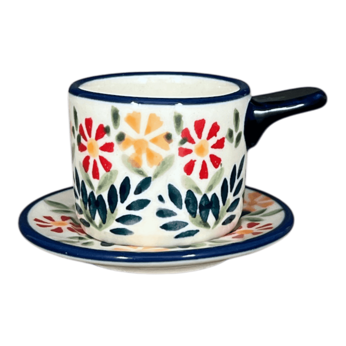 Espresso Cup with Saucer, 2 oz in "Flower Power" by Manufaktura | F113T-JS14