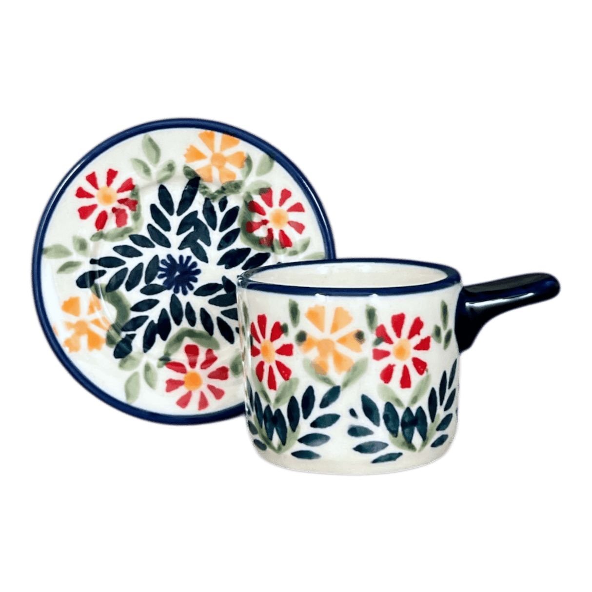 Espresso Cup with Saucer, 2 oz in "Flower Power" by Manufaktura | F113T-JS14