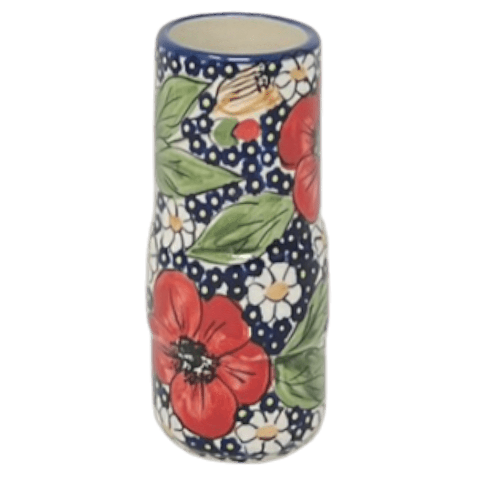 Vase, Slim, 5.5" in "Poppies & Posies" by Manufaktura | F141S-IM02