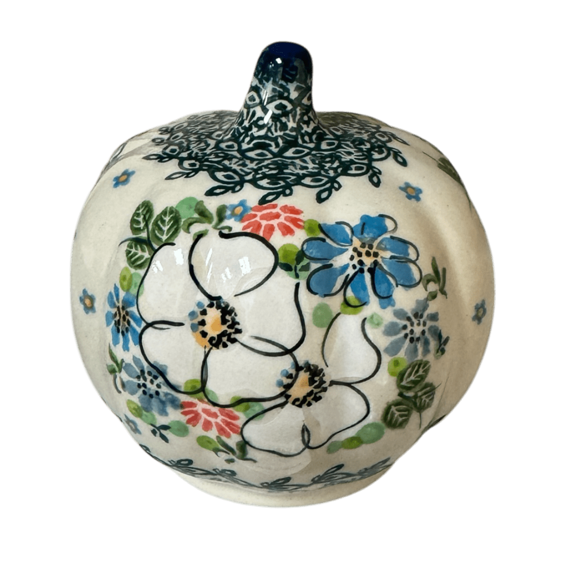 Decorative Pumpkin, 4" in "Large White Daisy" by Galia | GAD44-ABP