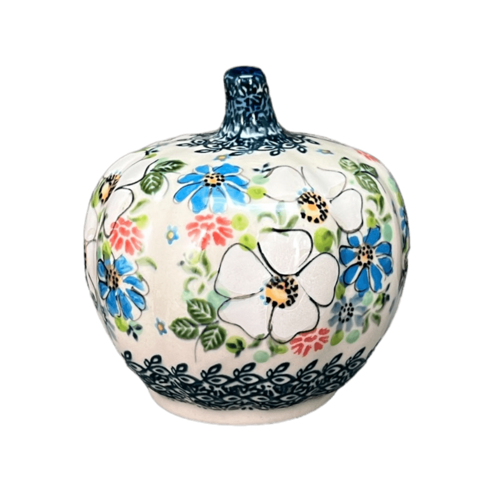 Decorative Pumpkin, 4" in "White Daisy Cluster" by Galia | GAD44-ABP1