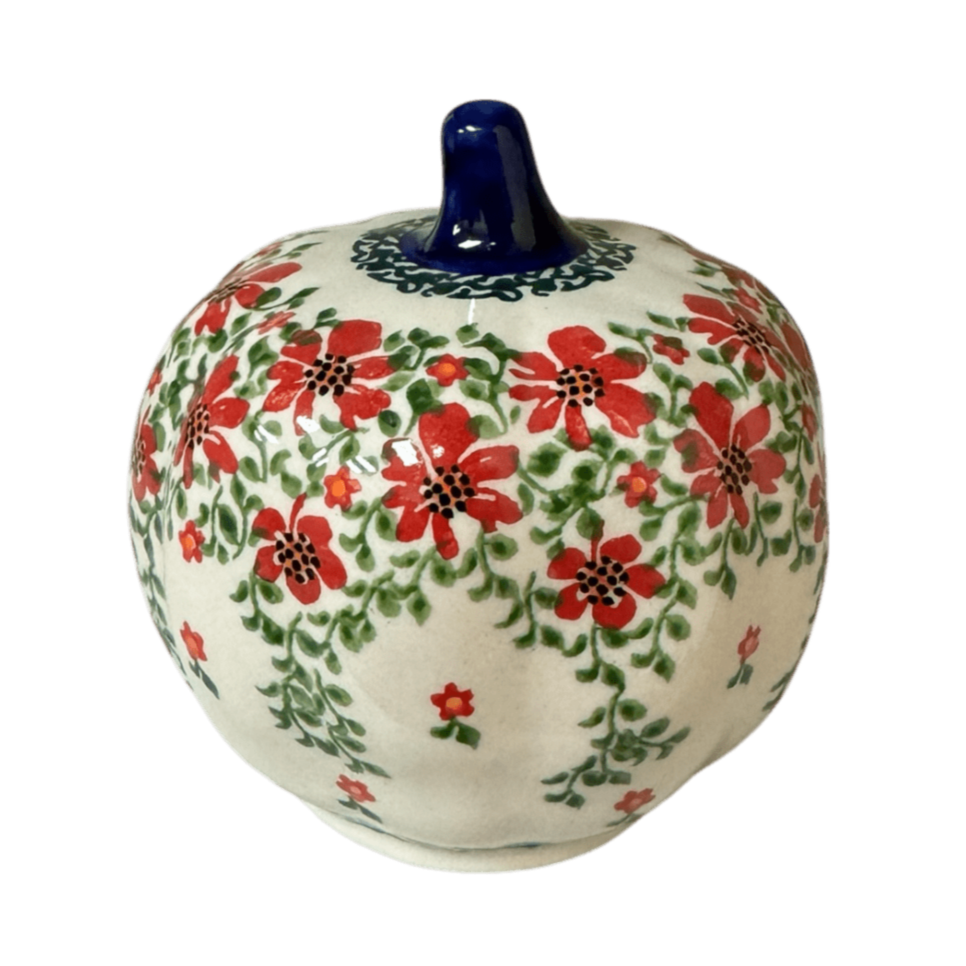 Decorative Pumpkin, 4" in "Draping Red Florals" by Galia | GAD44-PW3