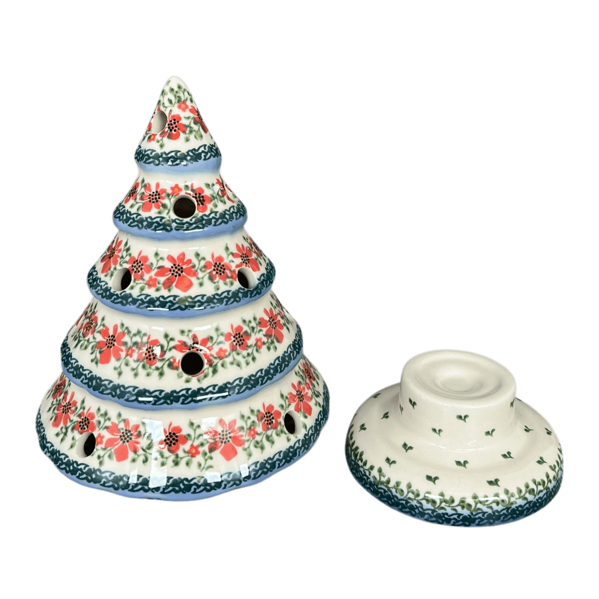 Luminary, Christmas Tree, 10" Large in "Draping Red Florals" by Galia | GCH05-PW3