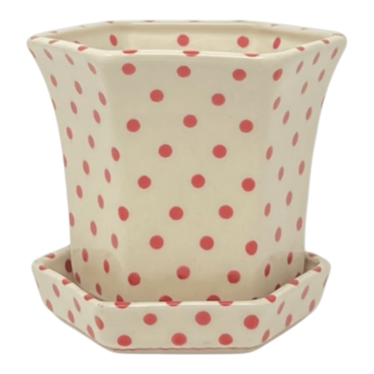 Flower Pot, Hexagonal, 5" Small in "Dotted Reds" by Galia | GDN08-PG3