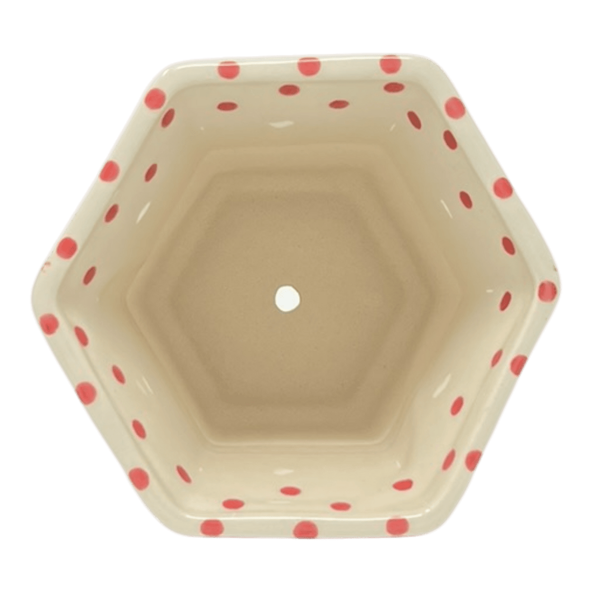 Flower Pot, Hexagonal, 5" Small in "Dotted Reds" by Galia | GDN08-PG3