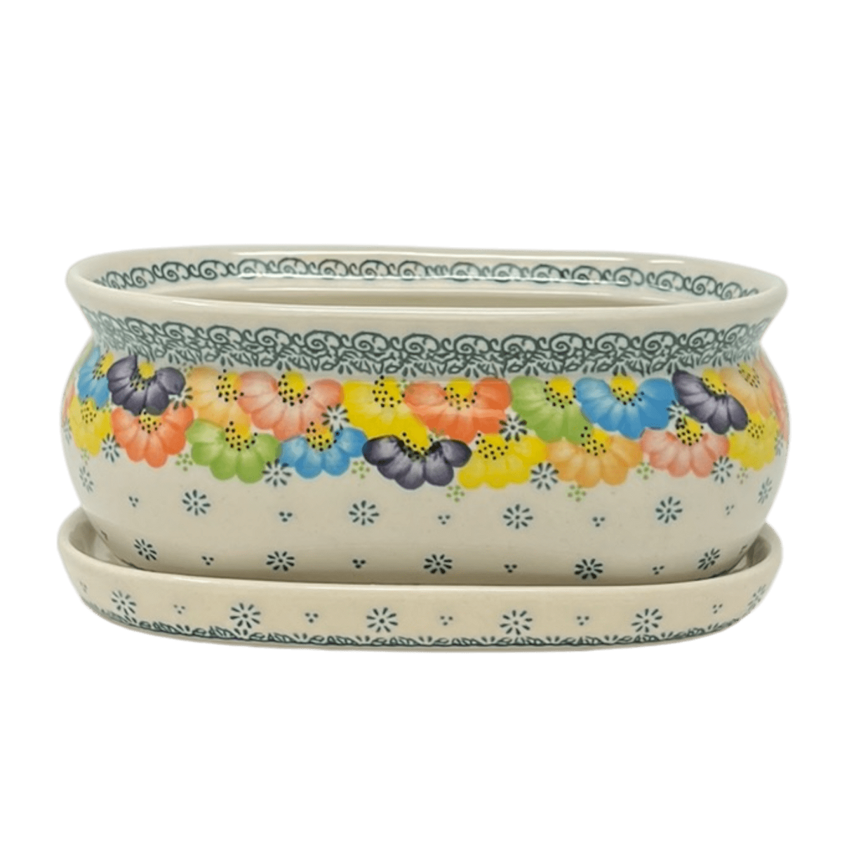 Pot, Herb, 8.5" in "Rainbow Wreath" by Galia | GDN12-UV3