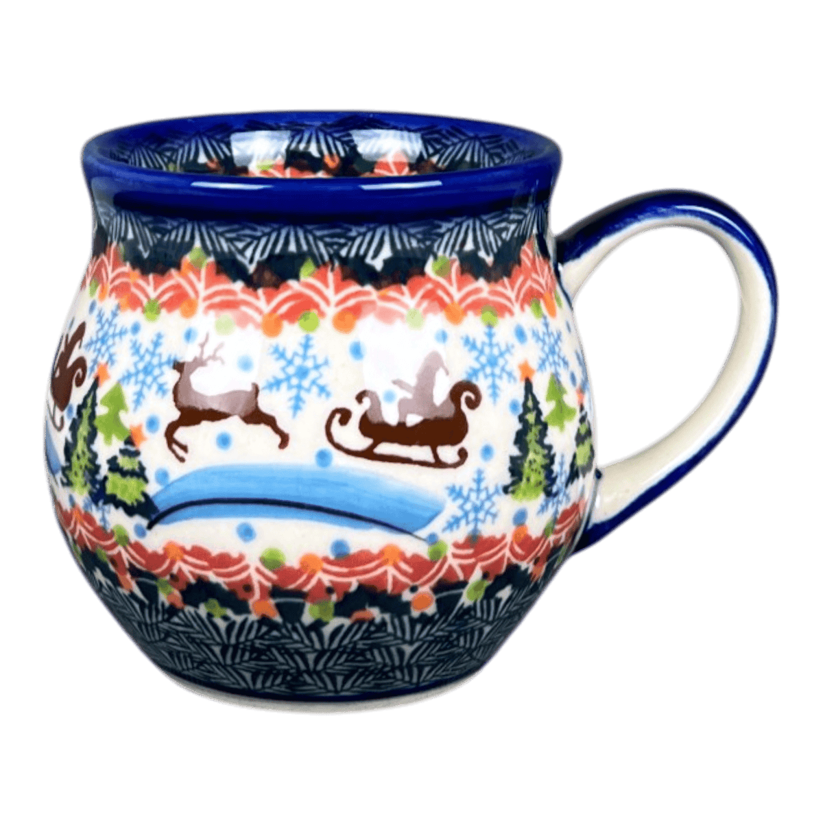 Mug, Belly Mug, 12 oz Medium in "Santa's Sleigh Ride" by Galia | GK04B-AS3