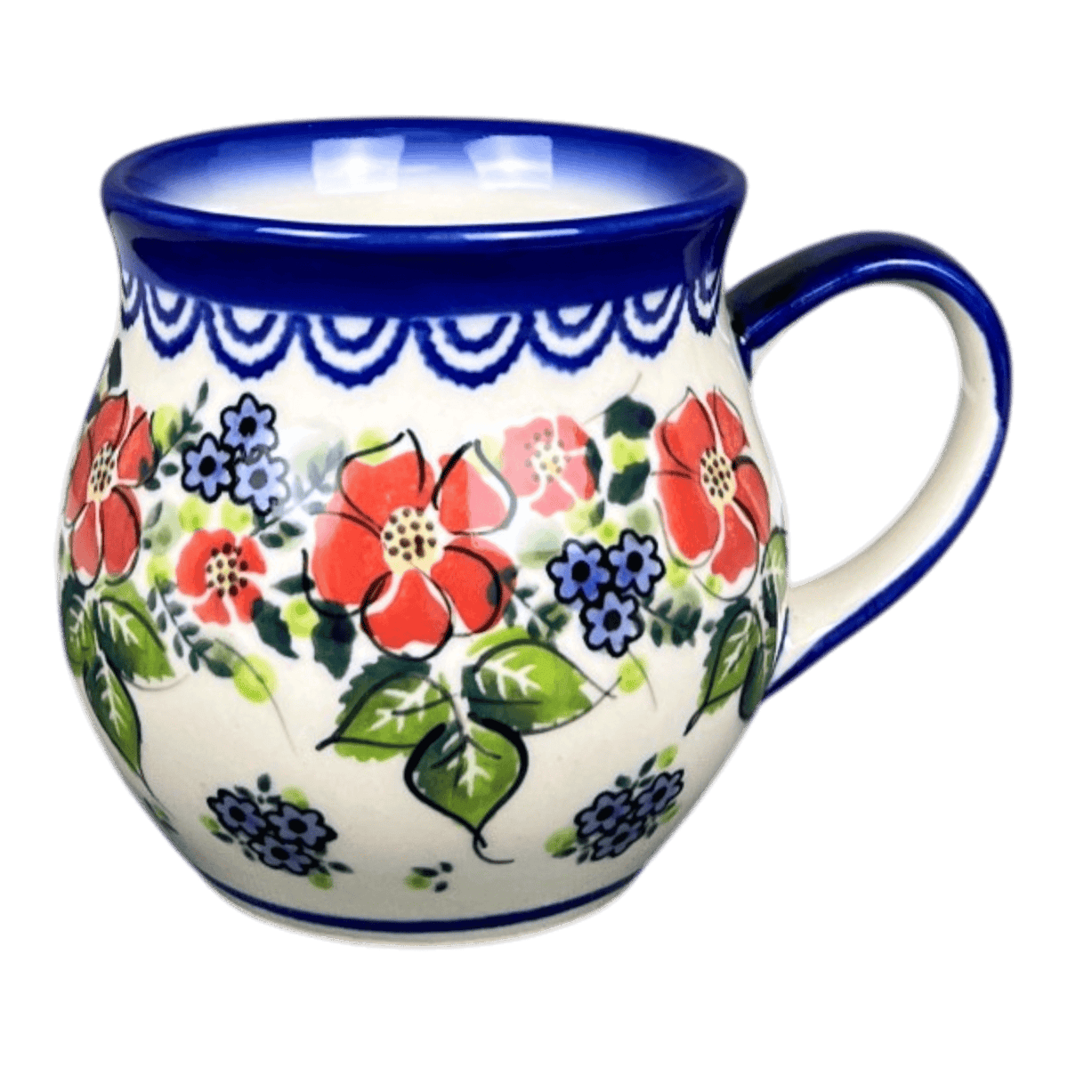 Mug, Belly Mug, 12 oz Medium in "Leafy Blooms" by Galia | GK04B-AWP1