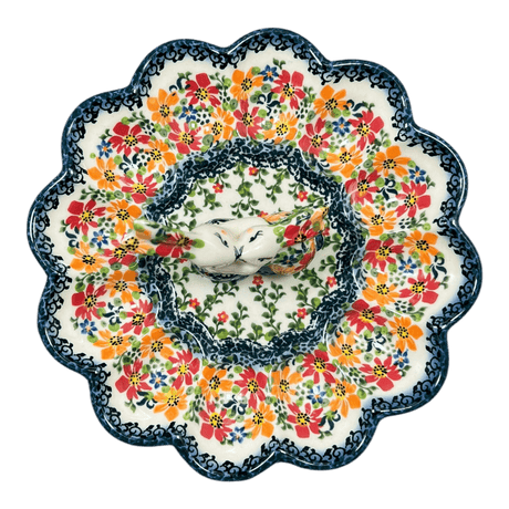 Plate, Round, Egg Plate, 8.75" Bunny in "Red & Orange Dream" by Galia | GT14-UHP