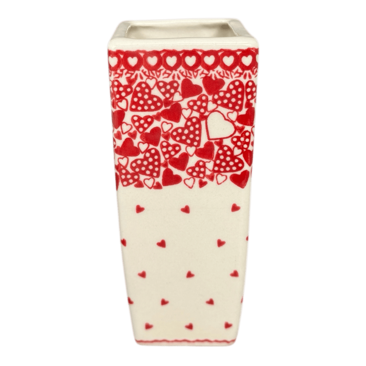 Vase, Square Vase, 6.5" in "Quilt of Hearts" by Galia | GW07-US1