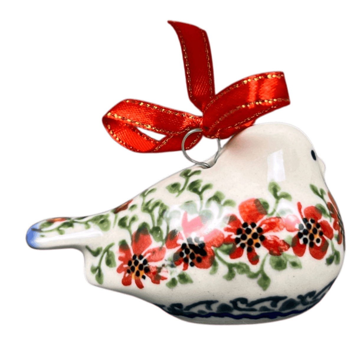 Ornament, Bird, 2" in "Draping Red Florals" by Galia | GZW28-PW3