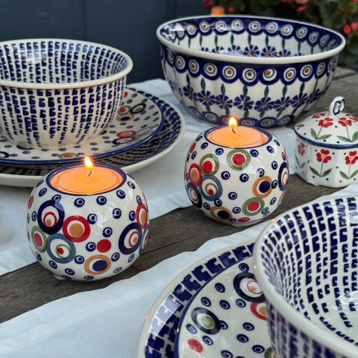 Candle Holder, Ball-Shaped, 2.5" in "Peacock" by Manufaktura | S007T-54
