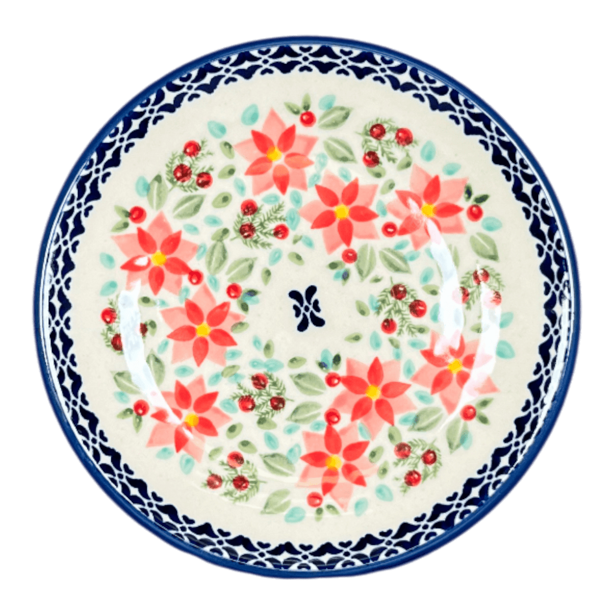Plate, Round, Dessert, 6.5" in "Pink Poinsettia" by Manufaktura | T130S-PS14