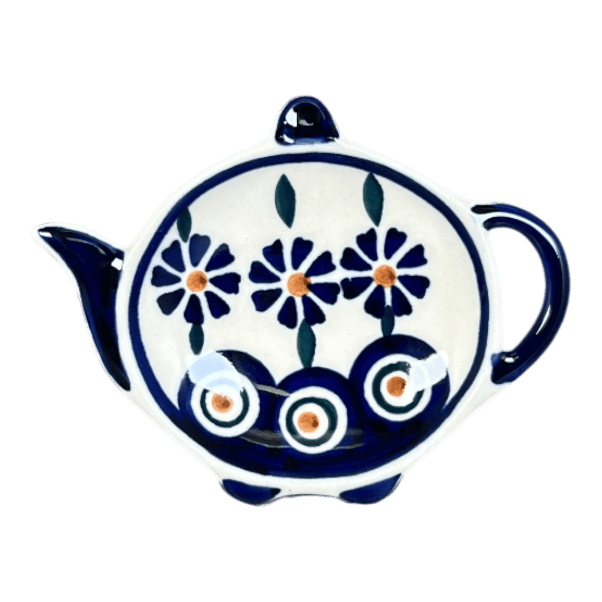Saucer, Teapot, 4.25" x 3.25" in "Floral Peacock" by Manufaktura | P094T-54KK