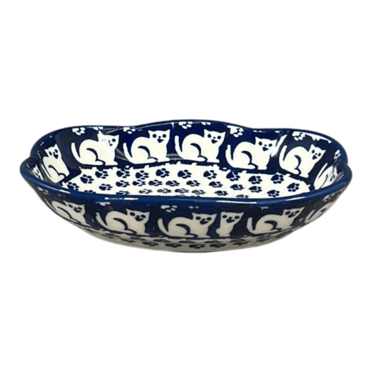 Dish, Cloud-Shaped, Small 3" x 5" in "Kitty Cat Path" by Manufaktura | S126T-KOT6