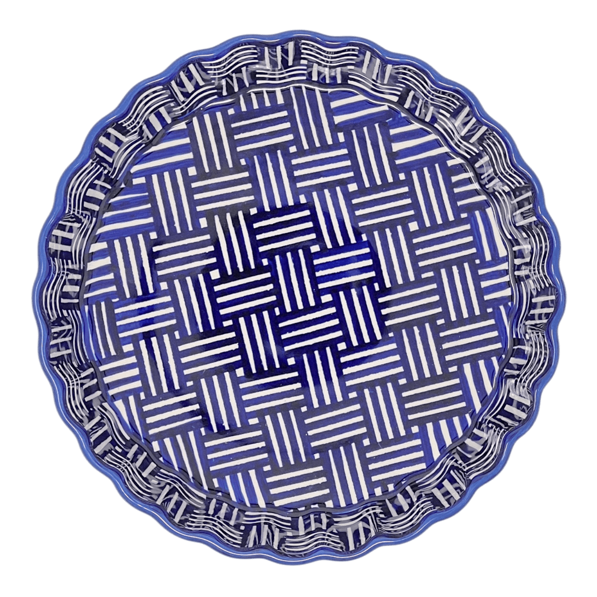 Quiche Dish, Round, 7.5" Small in "Blue Basket Weave" by Manufaktura | F055U-32
