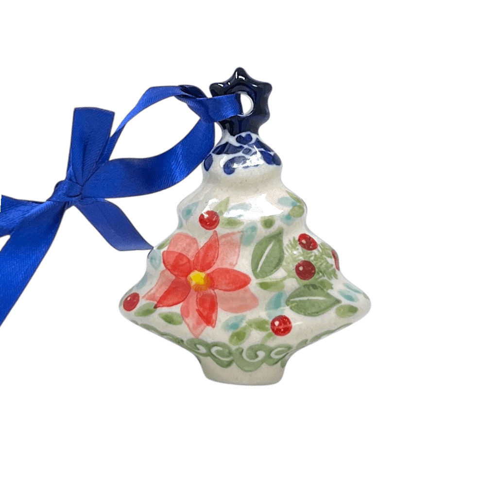 Ornament, Christmas Tree, 3" in "Pink Poinsettia" by Manufaktura | K008S-PS14