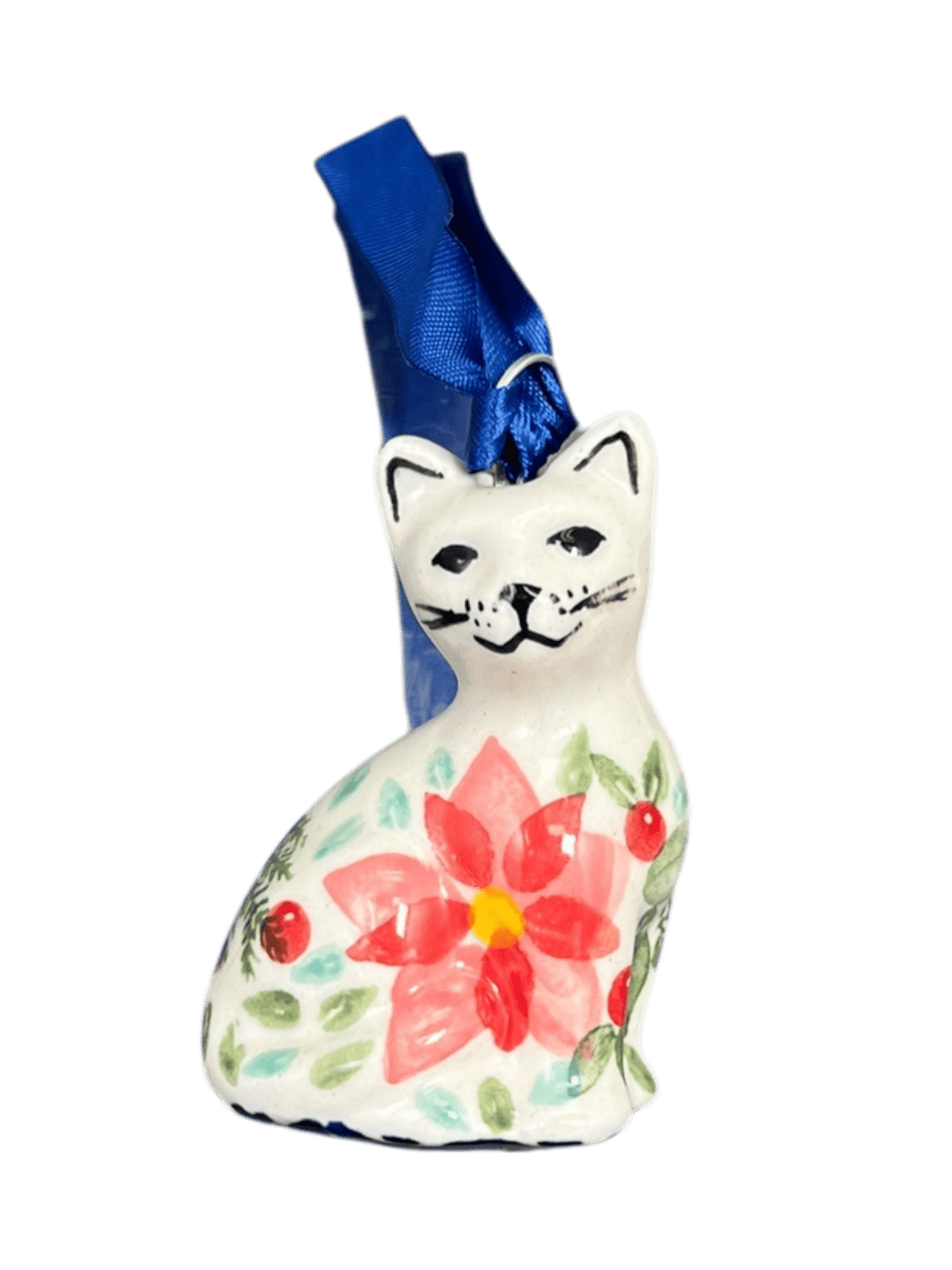 Ornament, Cat, 1.5" in "Pink Poinsettia" by Manufaktura | K018S-PS14