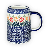 A picture of a Polish Pottery Small Tankard (Flower Power) | K054T-JS14 as shown at PolishPotteryOutlet.com/products/bavarian-tankard-flower-power-k054t-js14