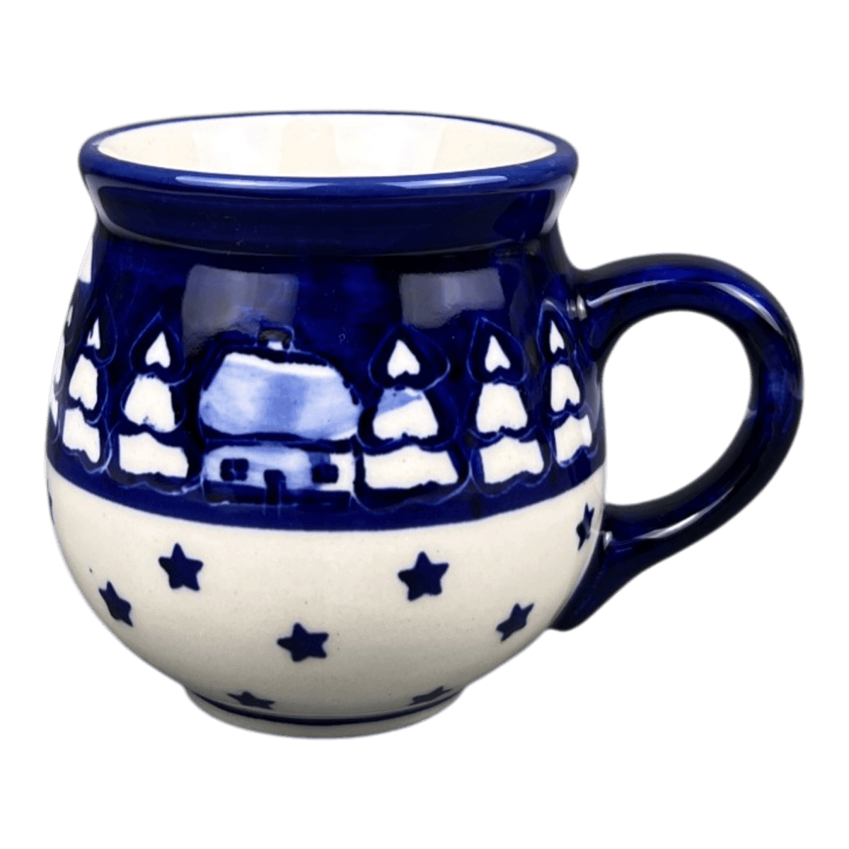 Mug, Belly Mug, Small, 8 oz in "Winter's Eve" by Manufaktura | K067S-IBZ