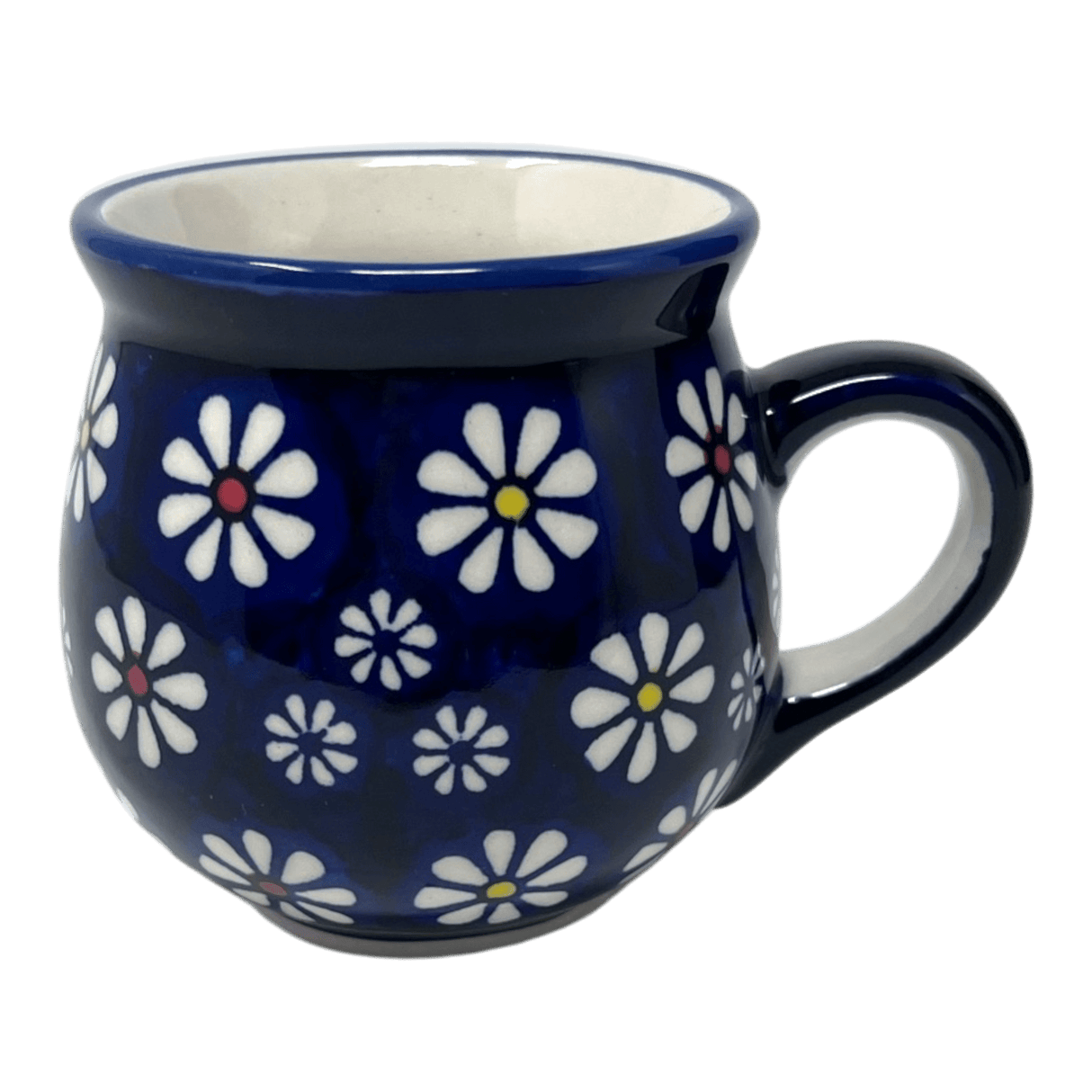 Mug, Belly Mug, Small, 7 oz in "Midnight Daisies" by Manufaktura | K067S-S002