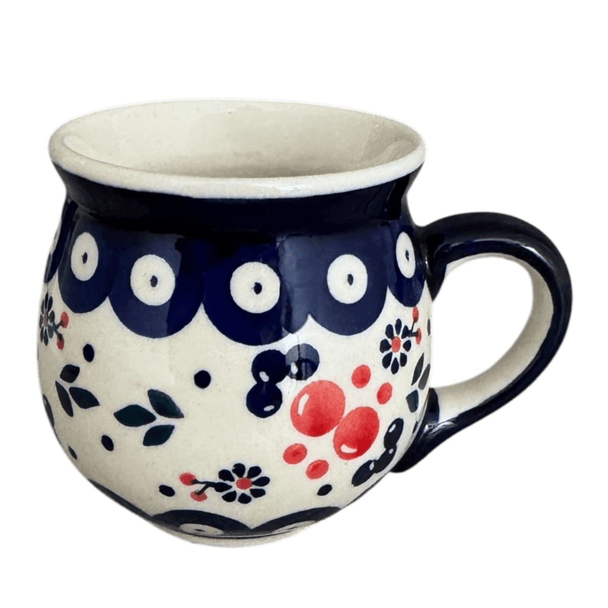 Mug, Belly Mug, Small, 7 oz in "Berry Dot" by Manufaktura | K067T-BL04