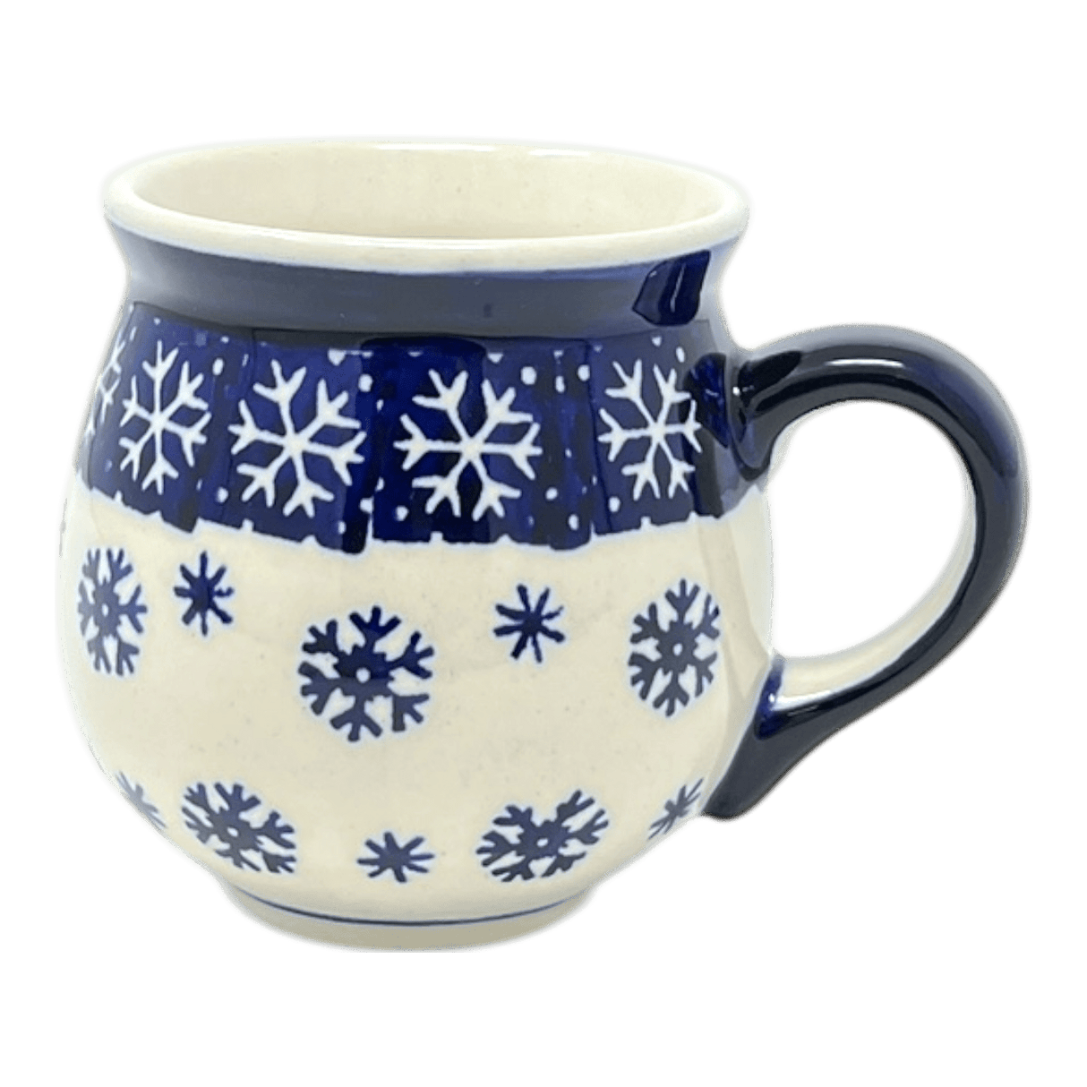 Mug, Belly Mug, Small, 7 oz in "Peaceful Snowfall" by Manufaktura | K067T-PZS