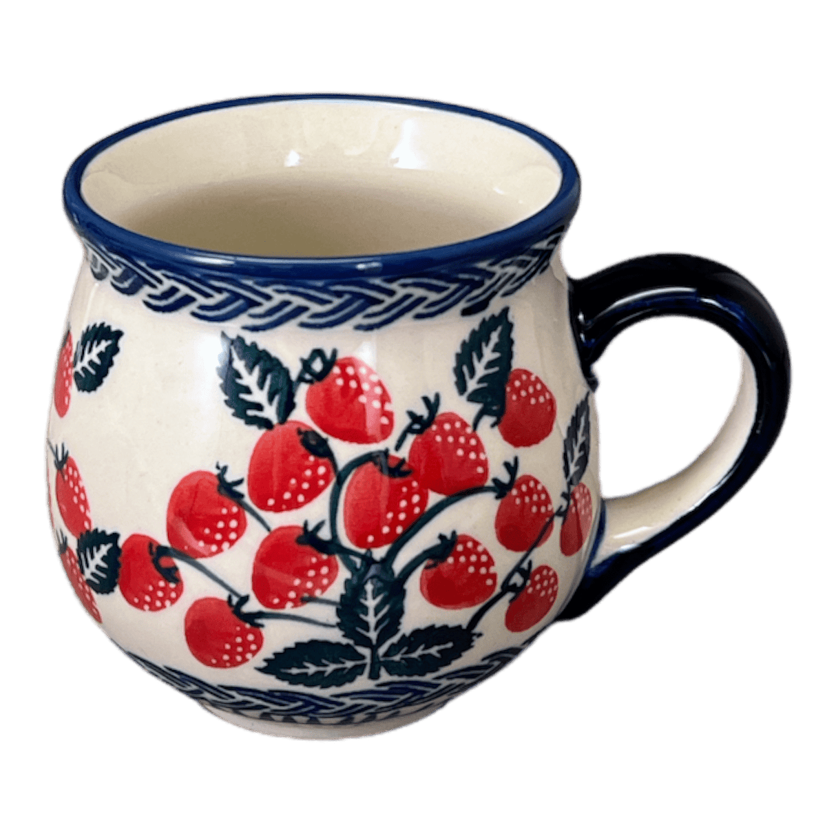 Mug, Belly Mug, Small, 7 oz in "Fresh Strawberries" by Manufaktura | K067U-AS70