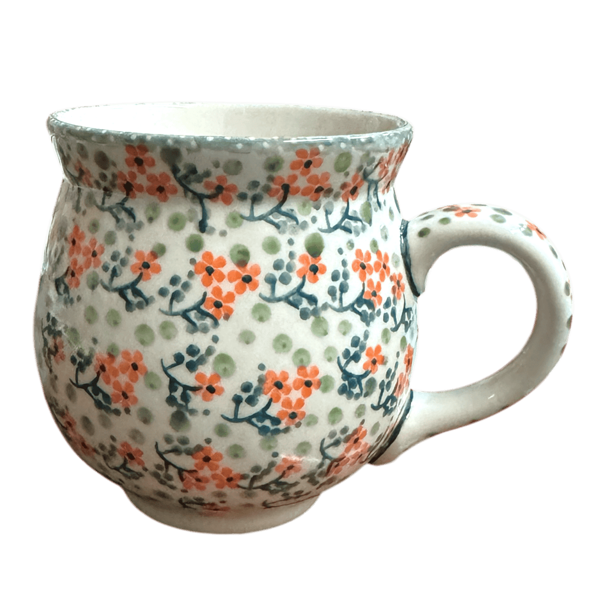 Mug, Belly Mug, 16 oz Large in "Peach Blossoms" by Manufaktura | K068S-AS46