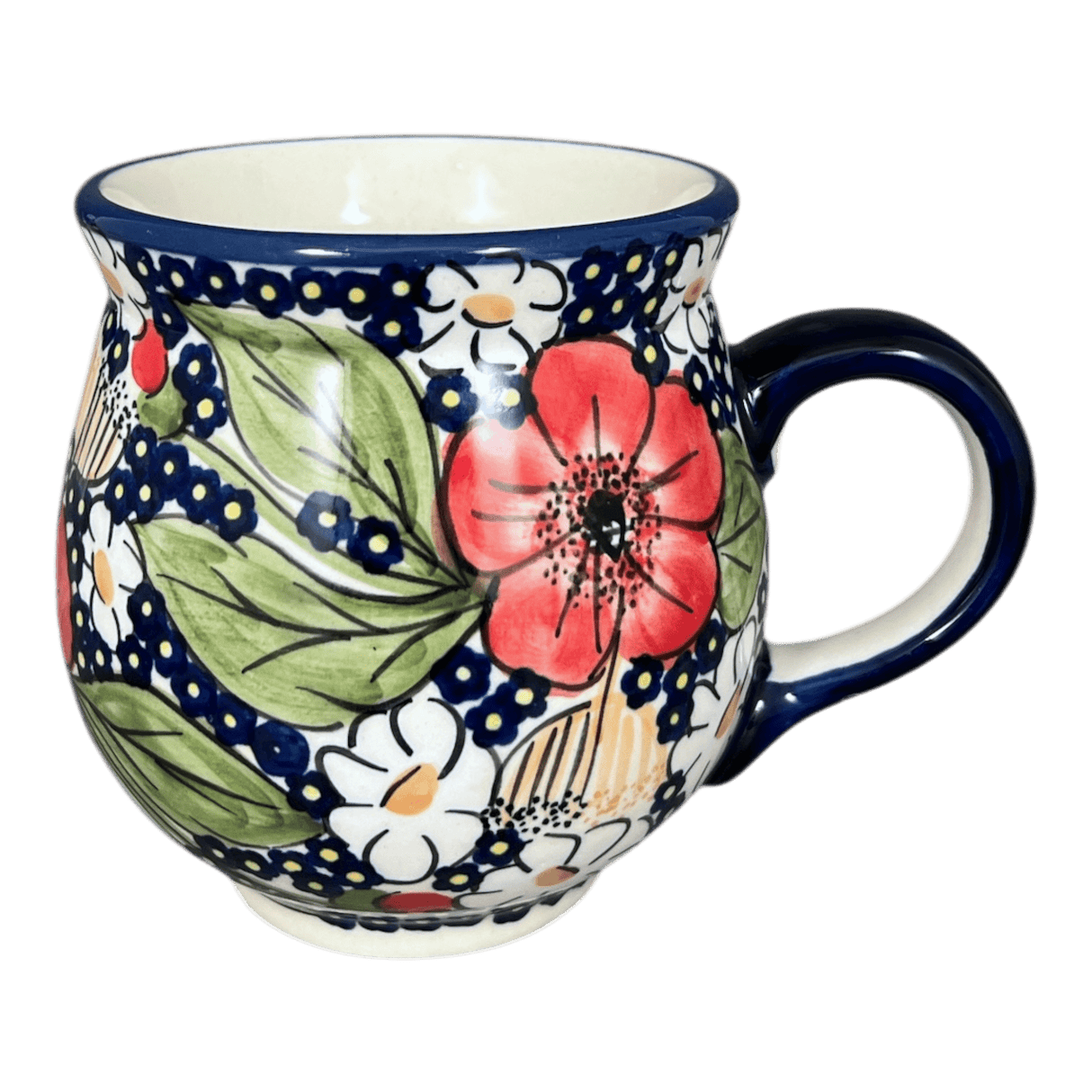 Mug, Belly Mug, 16 oz Large in "Poppies & Posies" by Manufaktura | K068S-IM02