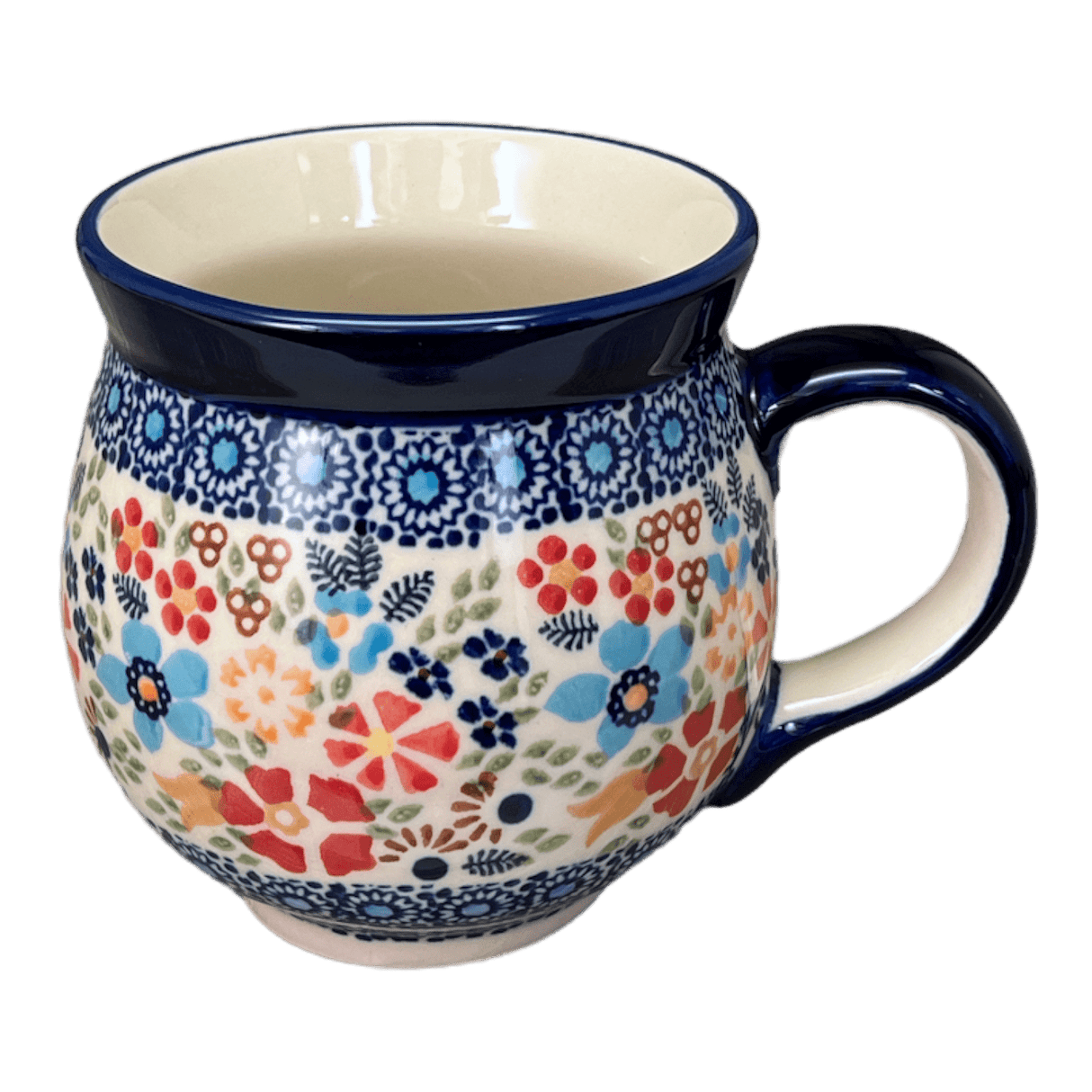 Mug, Belly Mug, 16 oz Large in "Festive Flowers" by Manufaktura | K068S-IZ16