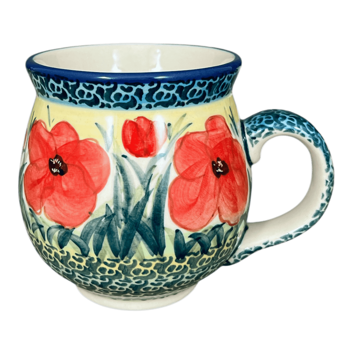 Mug, Belly Mug, 16 oz Large in "Poppies in Bloom" by Manufaktura | K068S-JZ34