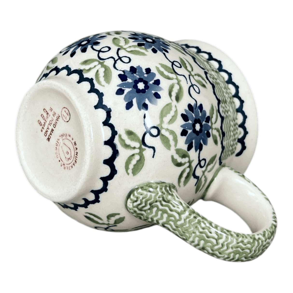 Mug, Belly Mug, 16 oz Large in "Woven Blues" by Manufaktura | K068T-P182