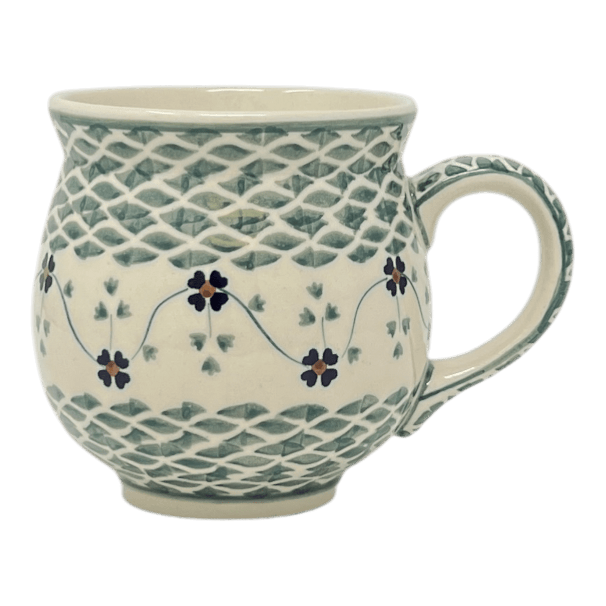 Mug, Belly Mug, 16 oz Large in "Woven Pansies" by Manufaktura | K068T-RV