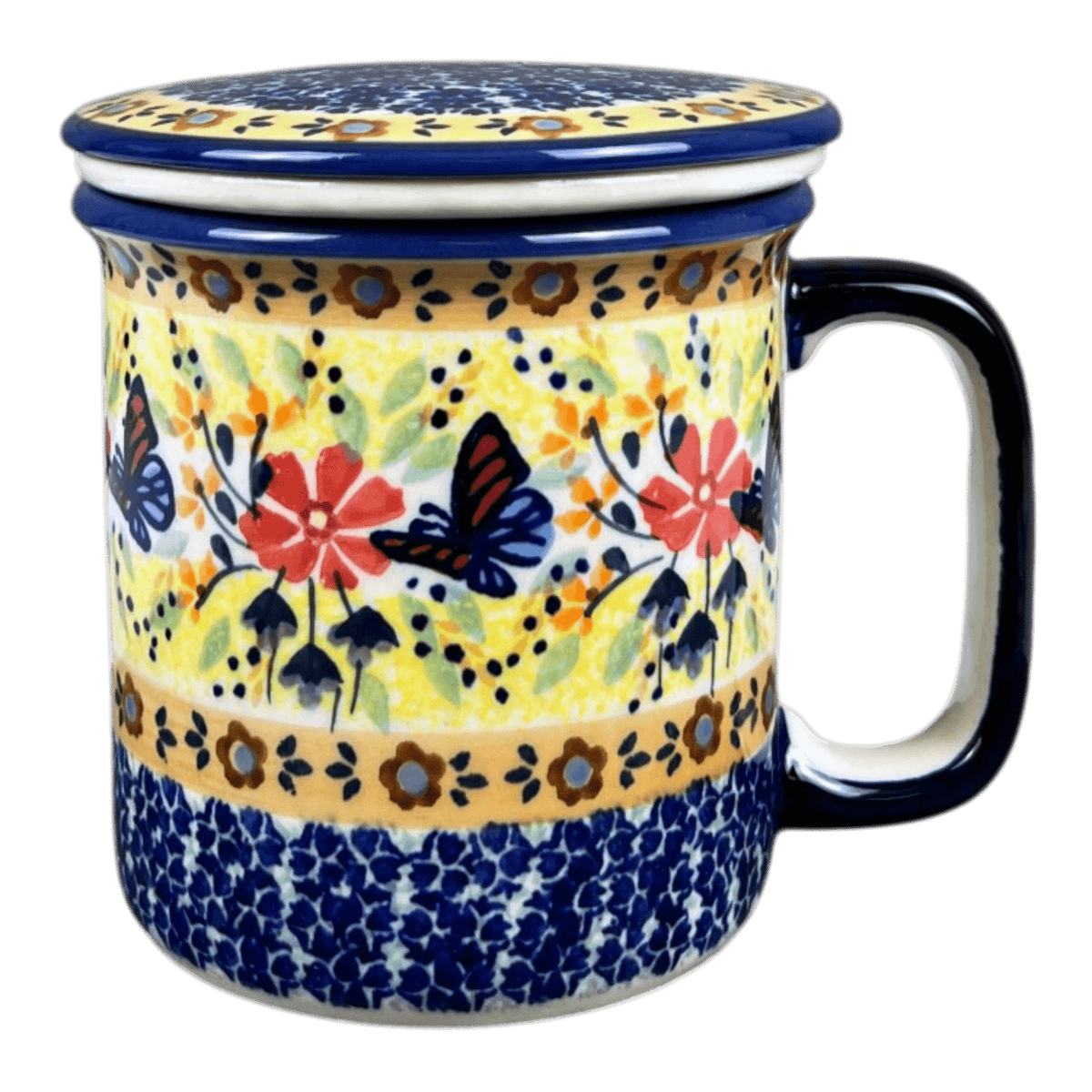 Mug, Tea Infuser Mug, 12 oz in "Butterfly Bliss" by Manufaktura | K073S-WK73