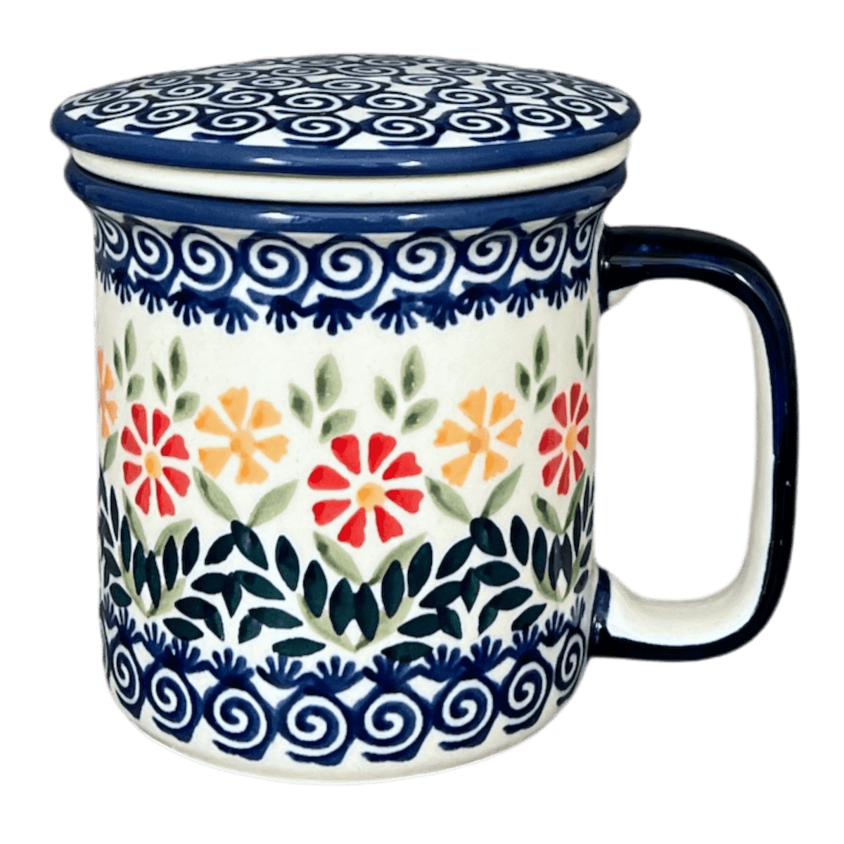 Mug, Tea Infuser Mug, 12 oz in "Flower Power" by Manufaktura | K073T-JS14