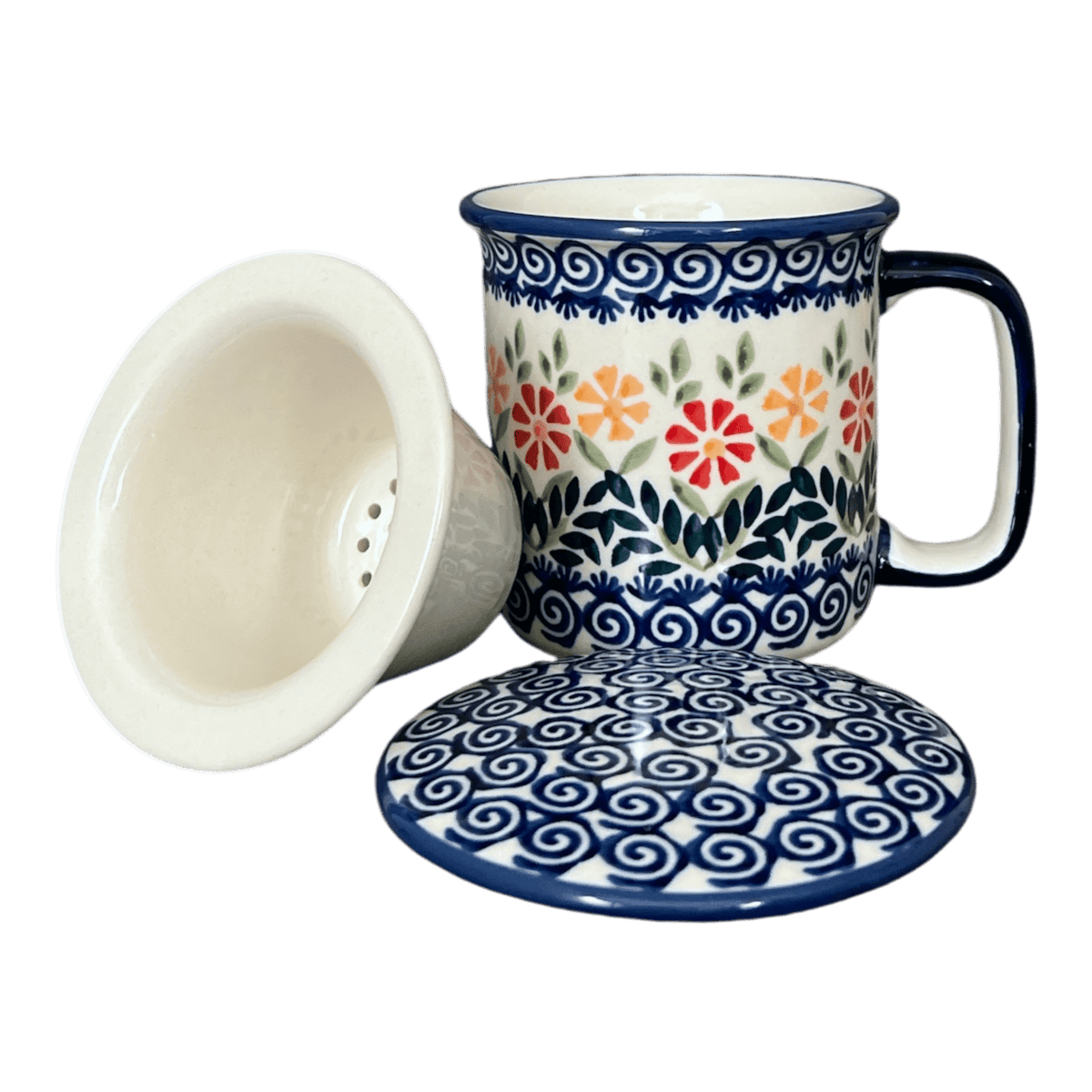 Mug, Tea Infuser Mug, 12 oz in "Flower Power" by Manufaktura | K073T-JS14