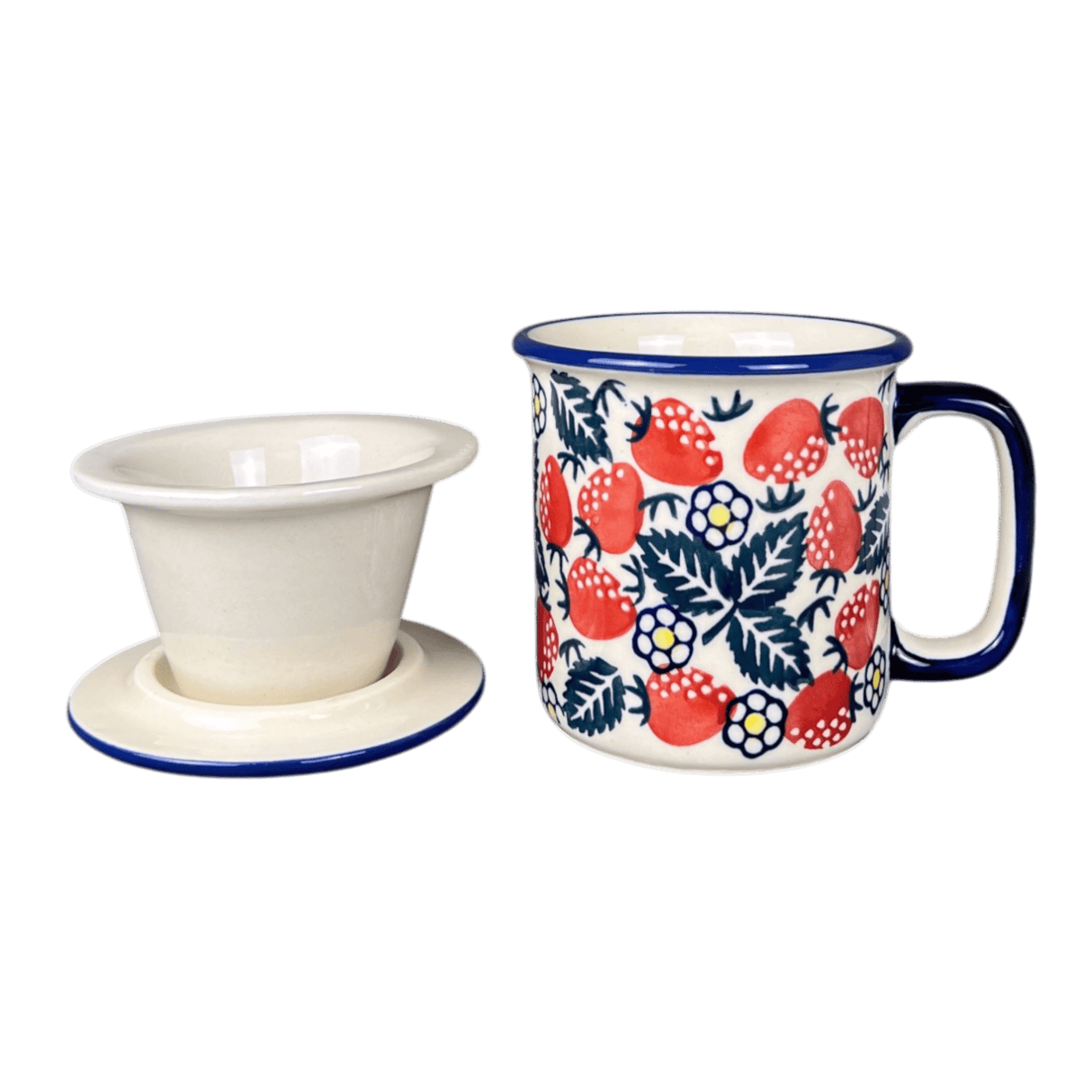 Mug, Tea Infuser Mug, 12 oz in "Strawberry Fields" by Manufaktura | K073U-AS59