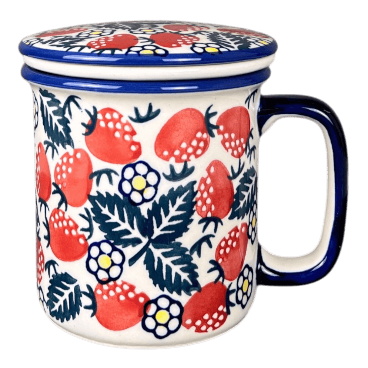 Mug, Tea Infuser Mug, 12 oz in "Strawberry Fields" by Manufaktura | K073U-AS59