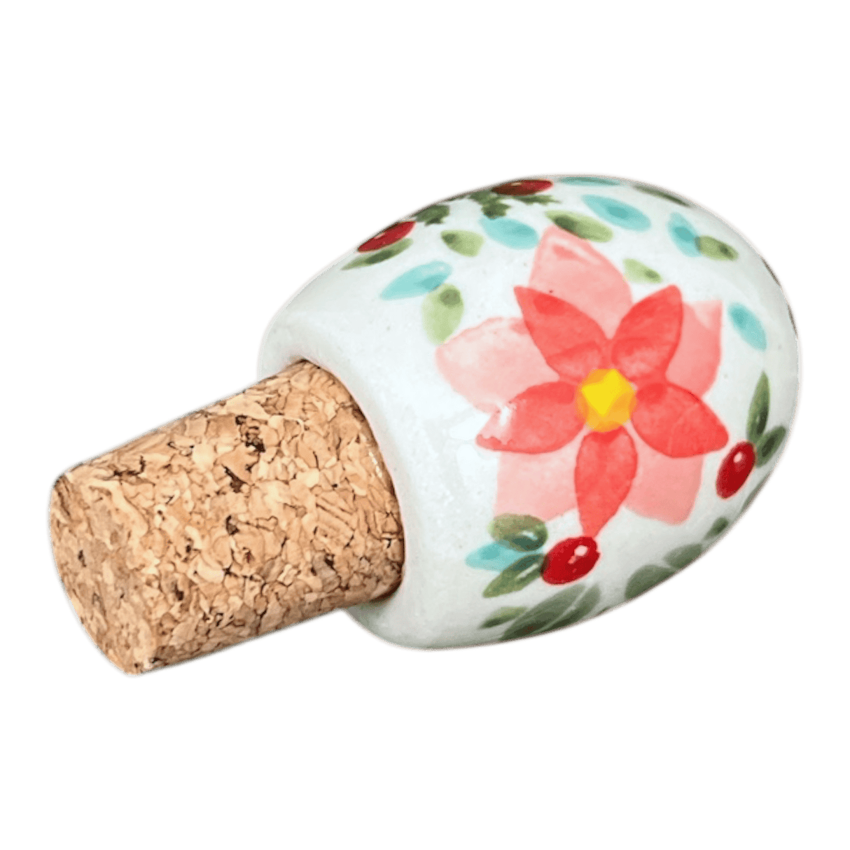 Wine Cork, Egg-Shaped, 2.75" in "Pink Poinsettia" by Manufaktura | K084S-PS14