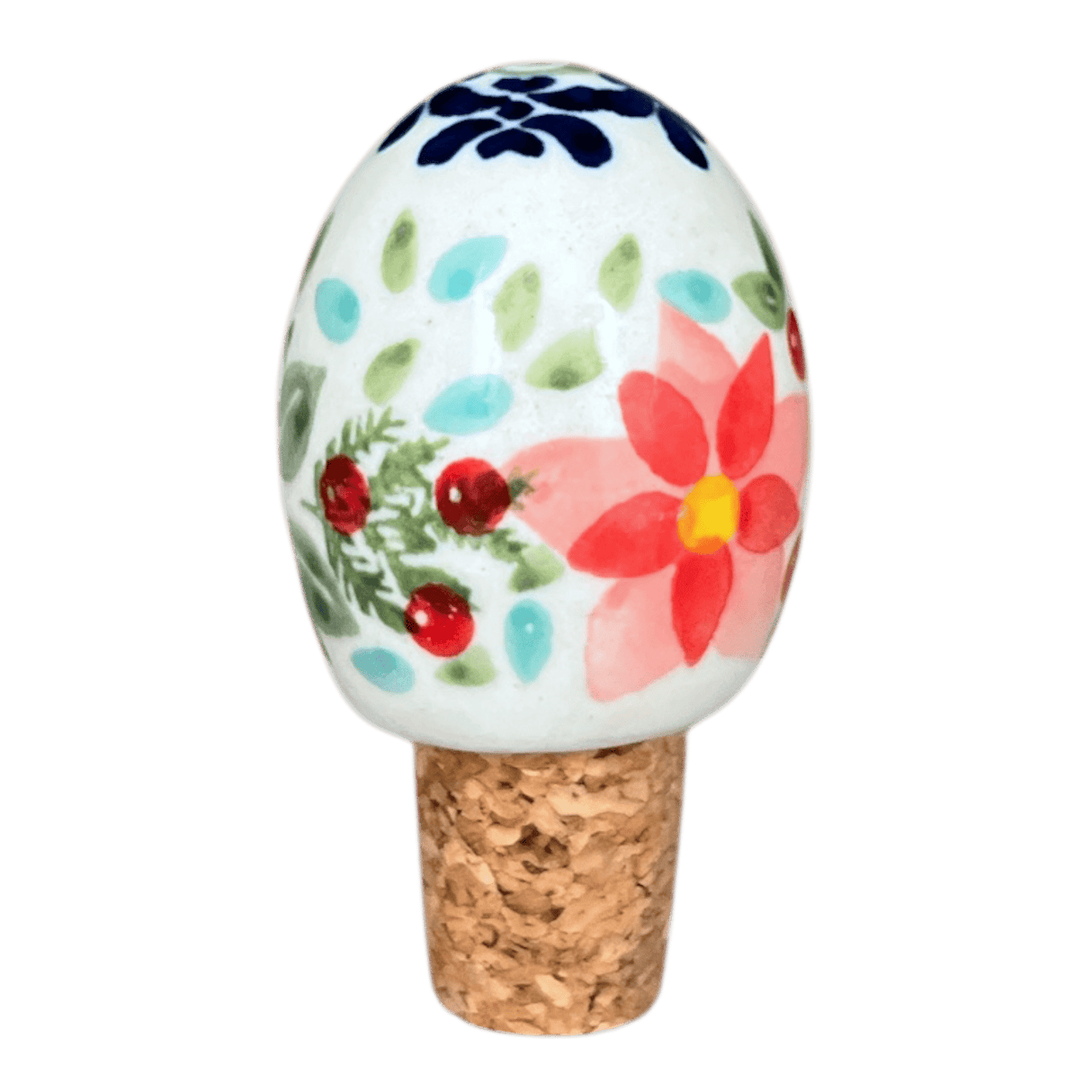 Wine Cork, Egg-Shaped, 2.75" in "Pink Poinsettia" by Manufaktura | K084S-PS14