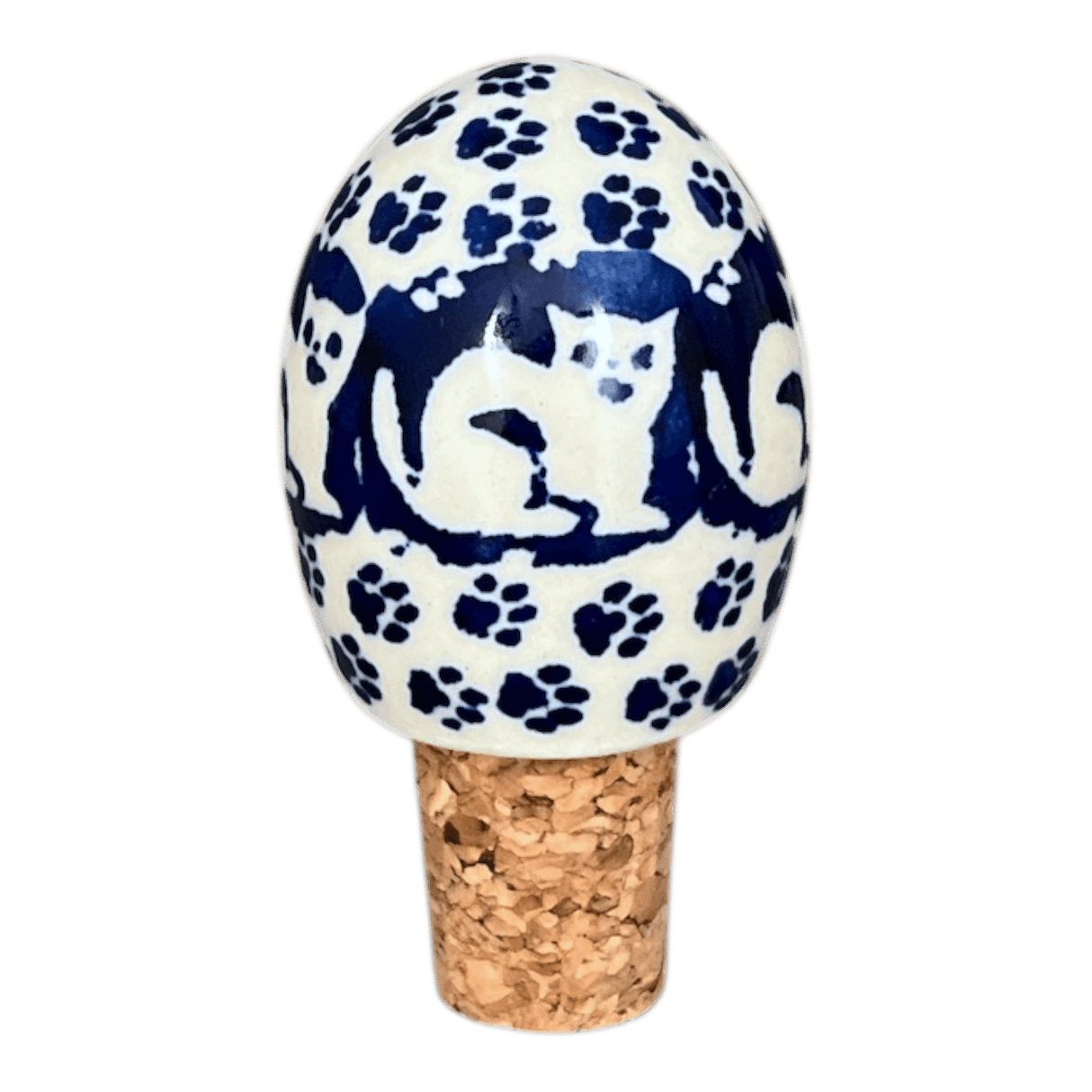 Wine Cork, Egg-Shaped, 2.75" in "Kitty Cat Path" by Manufaktura | K084T-KOT6