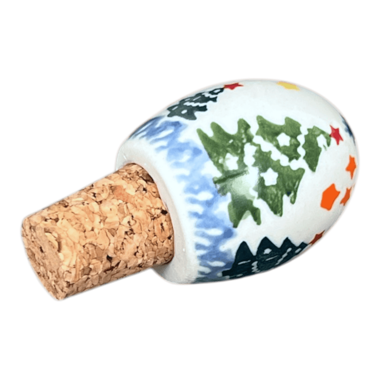 Wine Cork, Egg-Shaped, 2.75" in "Festive Forest" by Manufaktura | K084U-INS6
