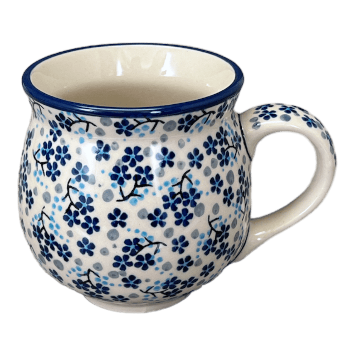 Mug, Belly Mug, 10 oz Medium in "Scattered Blues" by Manufaktura | K090S-AS45