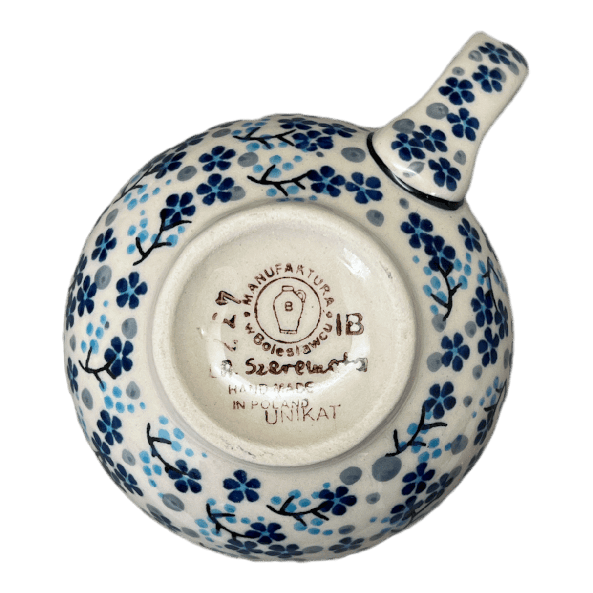 Mug, Belly Mug, 10 oz Medium in "Scattered Blues" by Manufaktura | K090S-AS45
