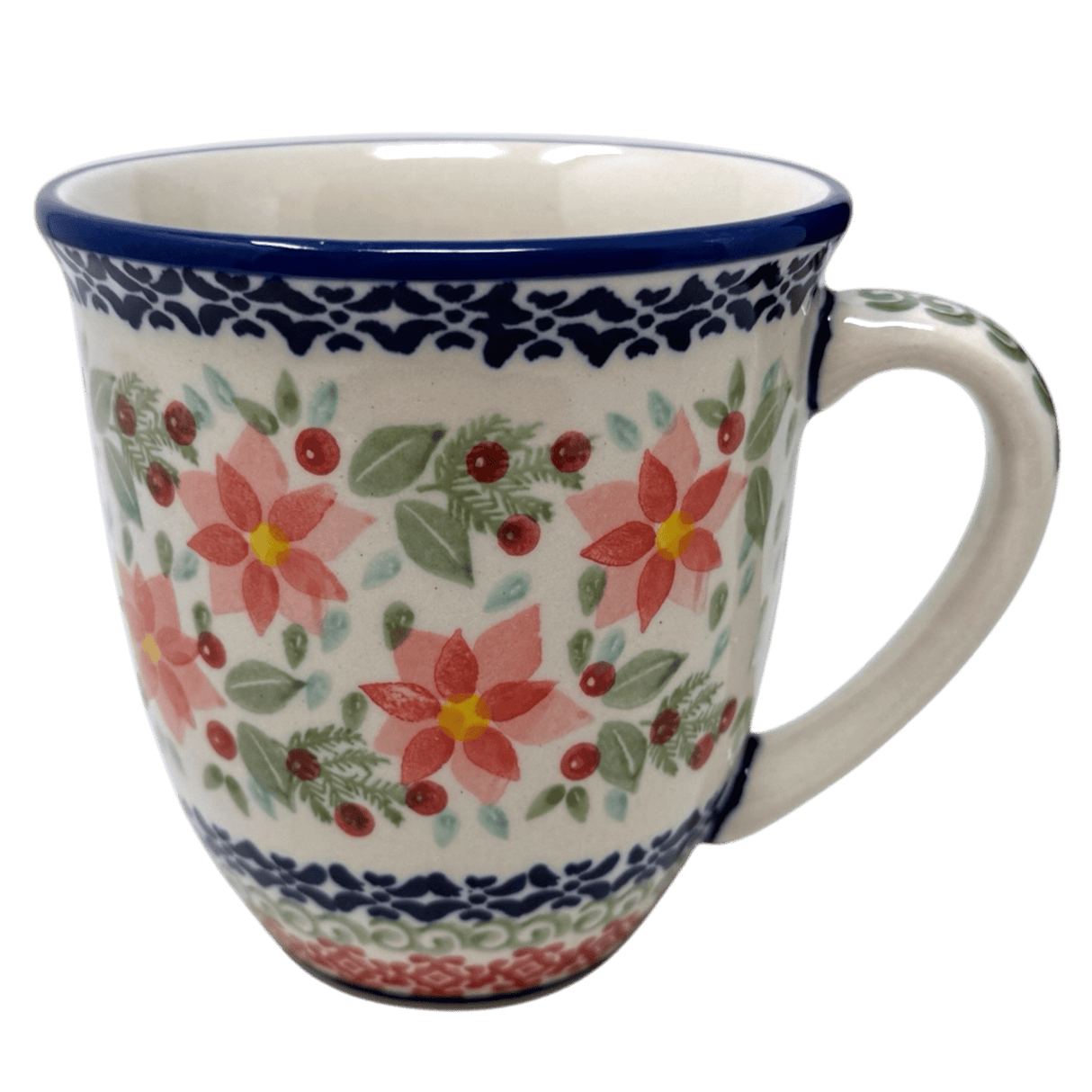 Mug, Mars Mug, 16 oz Large in "Pink Poinsettia" by Manufaktura | K106S-PS14