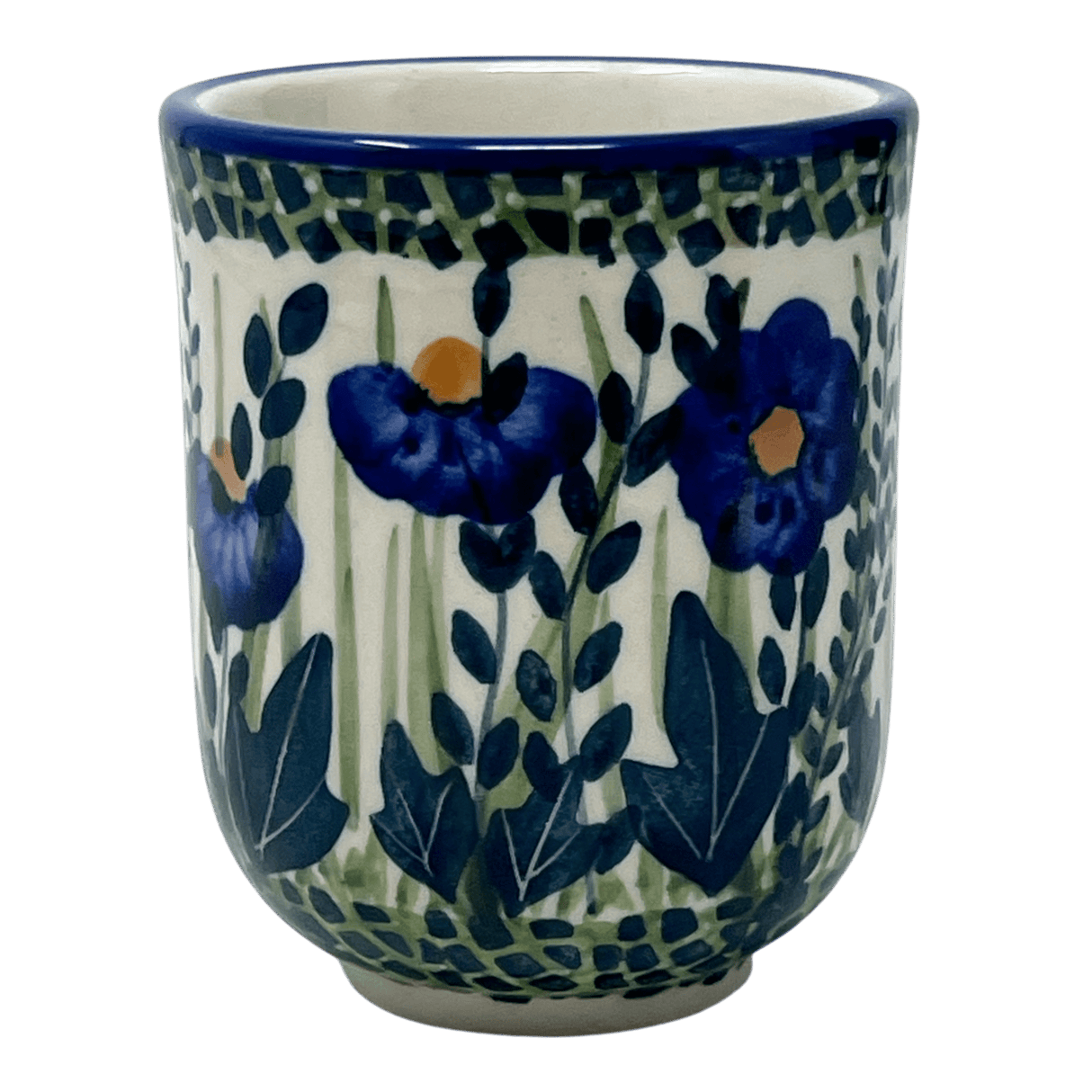 Drinkware, Wine Cup, 6 oz in "Bouncing Blue Blossoms" by Manufaktura | K111U-IM03